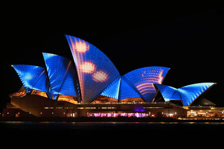 Sydney, Australia - May 27, 2014  Sydney Opera House shown during Vivid Sydney  A Festival of Light, Music   Ideas on May 27, 2014 in Sydney, Australia 