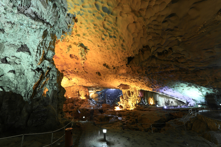 Limestone caves Halong Bayのeditorial素材
