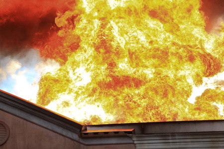 Residential House on Fireの写真素材