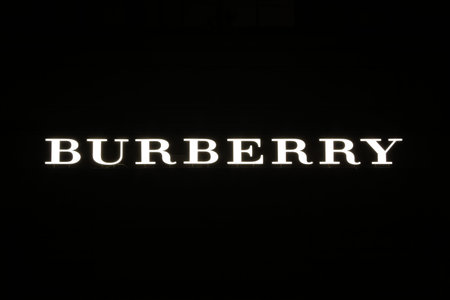 SYDNEY, AUSTRALIA â SEPTEMBER 13, 2014: Burberry illuminated sign at night in Sydneyâs CBD shopping district, an area synonymous with luxury shopping brands.のeditorial素材