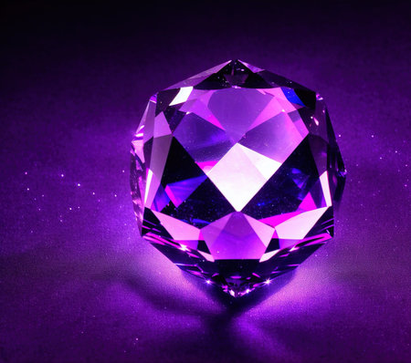 Gemstone on a purple background. 3d rendering. Computer digital drawing.