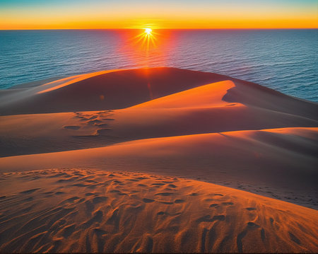 Sunset over the sand dunes of Maspalomas, Gran Canariaの写真素材