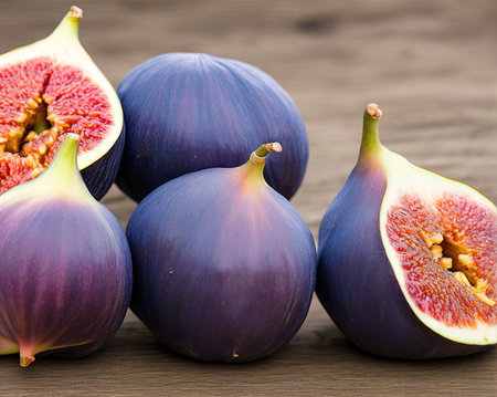 Fresh figs on a wooden table. Selective focus. Toned.の写真素材