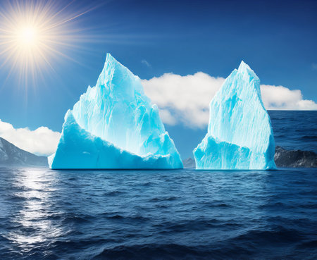 Icebergs floating in the ocean. Conceptual image of global warmingの写真素材