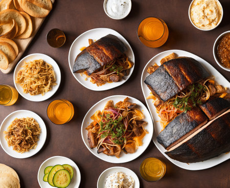 Top view of a variety of traditional mexican food on a plate.の写真素材