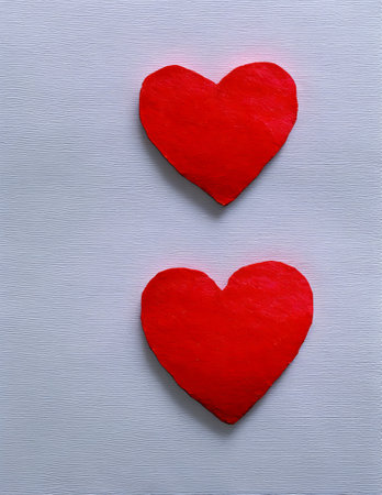 Red hearts on a white background. Valentine's Day. Copy space.の写真素材
