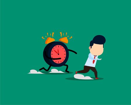 Businessmen run from clock monsters because they run out of timeのイラスト素材