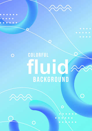 Colorful fluid background.Trendy vector illustration with geometric symbols and line.Abstract liquid shapes for poster, brochure backgroundのイラスト素材