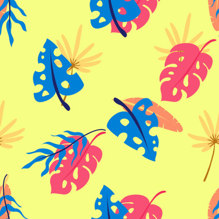 Tropical Seamless Pattern with Colorful leaf