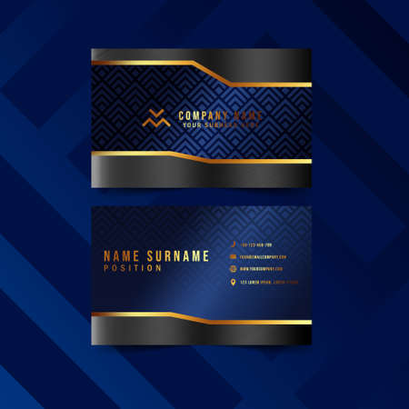 Modern Geometric Business Card with Geometric Pattern, golden text and Gradient colorのイラスト素材