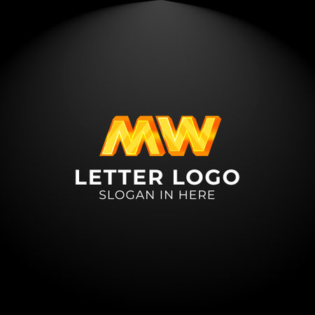 MW Letter Logo golden style. Initial Logo for Business, merchandise, T-Shirt Design.のイラスト素材
