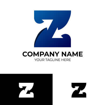 Letter Z Arrow logo Template design With gradient blue color. vector illustrationのイラスト素材