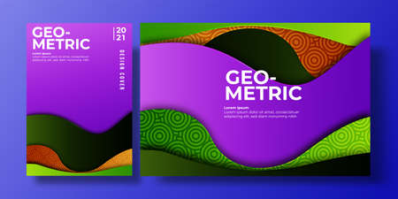 Abstract colorful background cover with gradient color and shadow.geometric pattern. can be used for background, flyer, annual report, book cover, placard. purple, orange, green poster templateのイラスト素材