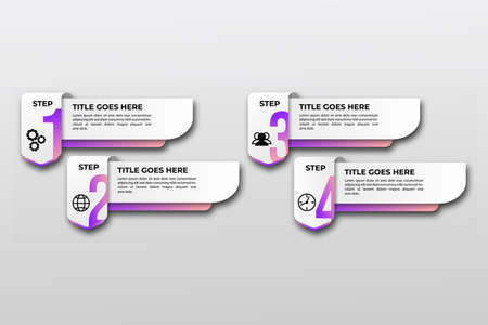 Business data visualization Template with icon. Infographic design element steps , option, process, timeline. gradient color graphic elements for process, presentation, layout, banner, infograph,のイラスト素材