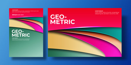 Abstract colorful background cover with gradient color and shadow. can be used for background, flyer, annual report, book cover, identity, placard. red, pink, orange, cream, green poster templateのイラスト素材