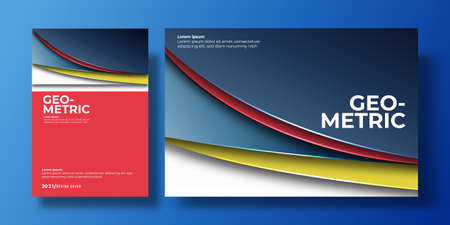 Abstract colorful background cover with gradient color and shadow. can be used for background, flyer, annual report, book cover, identity, placard. blue, red, yellow, white poster templateのイラスト素材