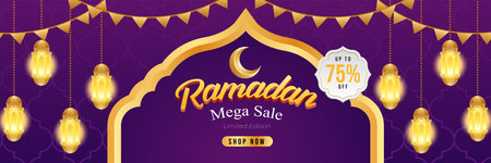 Ramadan sale web banner template promotion design for business. web promotion and social media template. editable vector illustration and organized layer.のイラスト素材