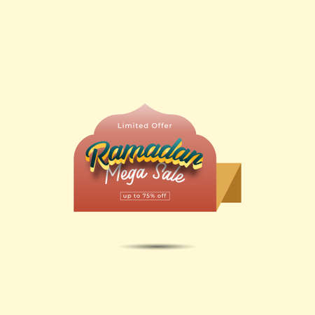 Ramadan Kareem Label sale banner, sticker, badge, ads pop up banner. Special offer Ramadan Mega Sale. Islamic promotion vector illustrationのイラスト素材
