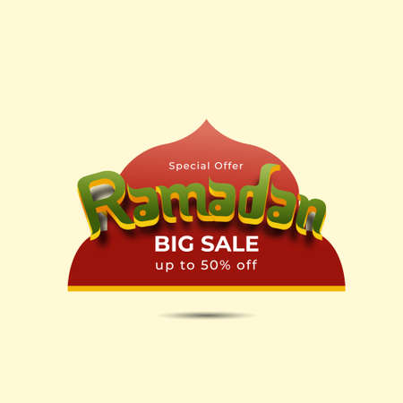 Ramadan Kareem Label sale banner, sticker, badge, ads pop up banner. Special offer ramadan Big Sale. Islamic promotion vector illustrationのイラスト素材