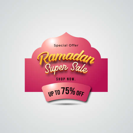 Ramadan sale banner. discount and Special offer ramadan super sale tag. label and sticker for ramadan kareem and Eid Mubarak vector illustrationのイラスト素材