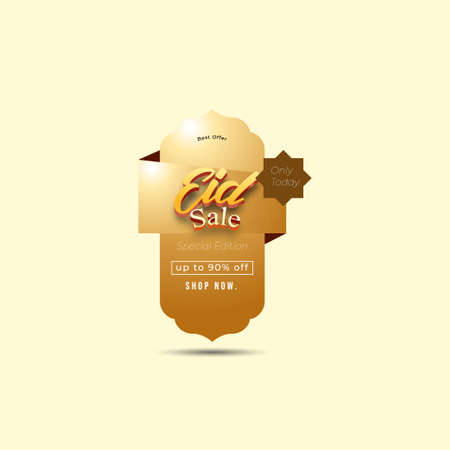 Set Ramadan Kareem Label sale banner, sticker, badge, ads pop up banner. Special offer Eid Sale Special Edition Only Today. Islamic promotion vector illustration with realistic and Luxury styleのイラスト素材