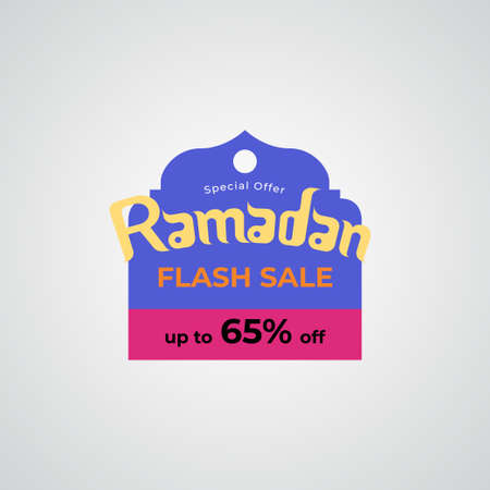 Ramadan Sale tag discount for banner, sticker and label. Ramadan Flash Sale Special Offer. ramadan kareem and Eid Mubarak vector illustration.のイラスト素材