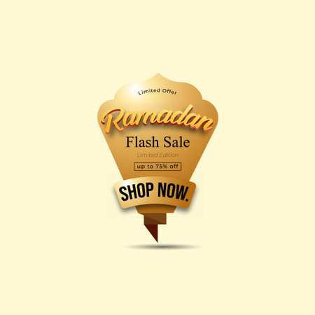 Ramadan Kareem Label sale banner, sticker, badge, ads pop up banner. Special offer Ramadan Flash Sale. Islamic promotion vector illustration with realistic and Luxury styleのイラスト素材