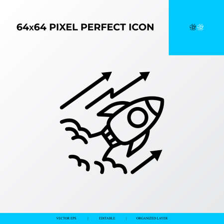 set of Business vector line icon style. business acceleration. 64x64 Pixel perfect icon.のイラスト素材
