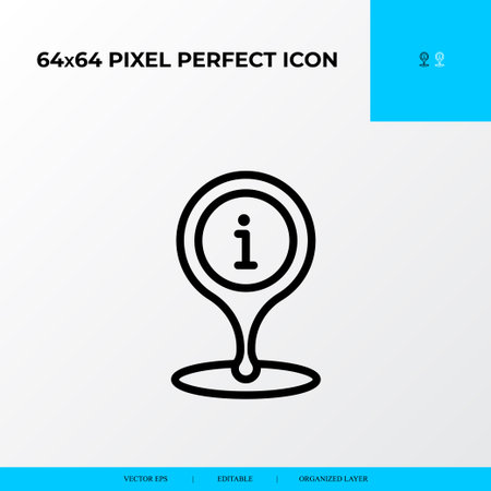 Information service and info center vector line icon style. Information center location. 64x64 Pixel perfectのイラスト素材