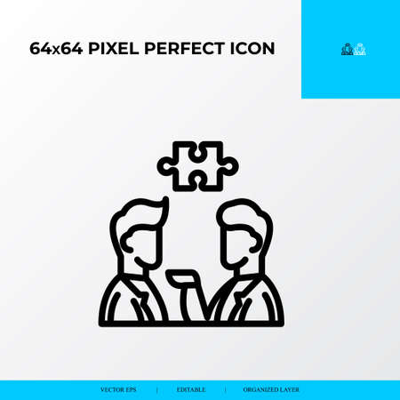 Problem solving and Solution Icon Concept. discuss problem and search solution. 64x64 vector line icon style.のイラスト素材