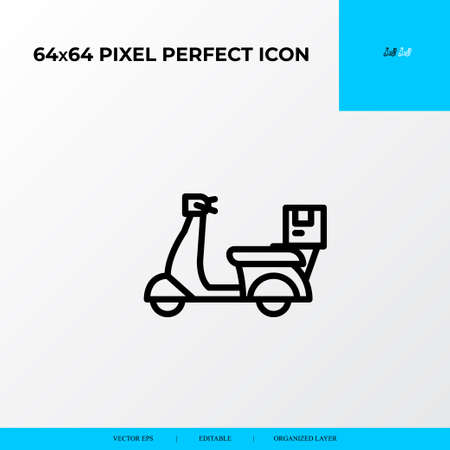 Delivery order with motorcycle icon. Logistics process 64x64 pixel perfect iconのイラスト素材