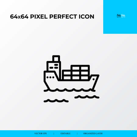 logistics transportation ship icon. Logistics process 64x64 pixel perfect iconのイラスト素材