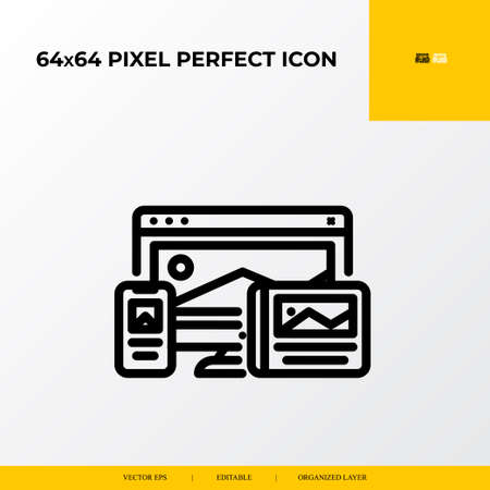 web responsive icon. web design and development 64x64 pixel perfect iconのイラスト素材