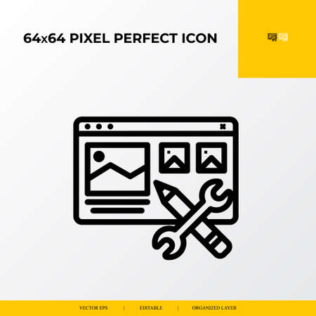 custom web icon. web design and development 64x64 pixel perfect iconのイラスト素材