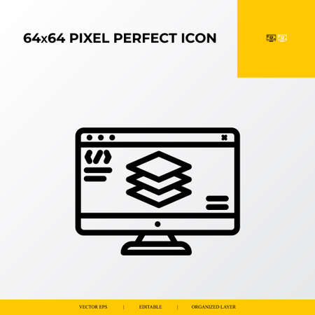 Web Layer icon. web design and development 64x64 pixel perfect iconのイラスト素材