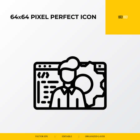 Web development support icon. web design and development 64x64 pixel perfect iconのイラスト素材