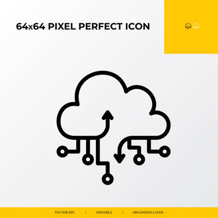 Cloud computing icon. web design and development 64x64 pixel perfect iconのイラスト素材