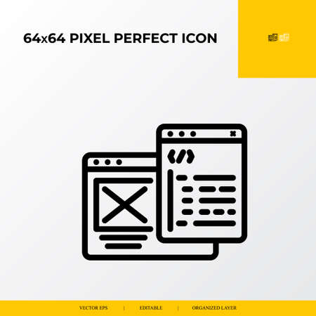 Custom coding icon. web design and development 64x64 pixel perfect iconのイラスト素材