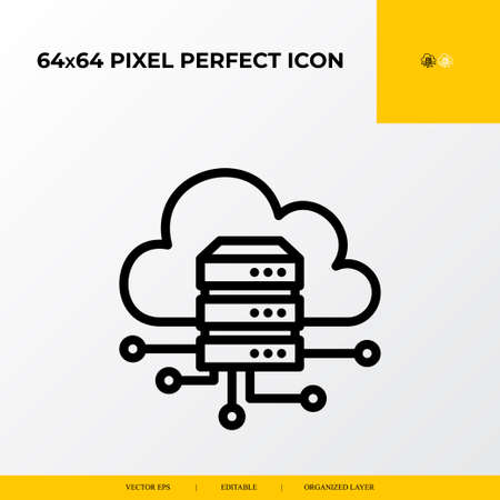 Cloud data server icon. web design and development 64x64 pixel perfect iconのイラスト素材