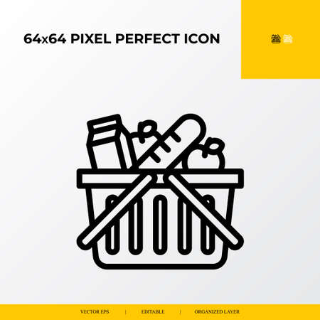 Shopping basket icon.E-commerce Related Vector Line Icons.64x64 pixel perfect iconsのイラスト素材