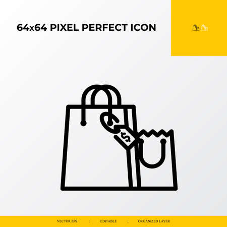 Shopping bag icon.E-commerce Related Vector Line Icons.64x64 pixel perfect iconsのイラスト素材