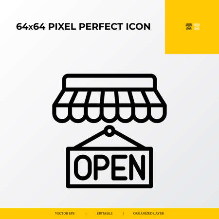 Store open icon.E-commerce Related Vector Line Icons.64x64 pixel perfect iconsのイラスト素材