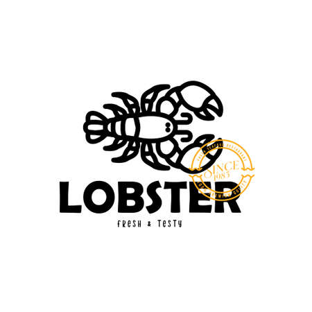 Fresh Lobster logo emblem label seafood vector icon illustrationのイラスト素材
