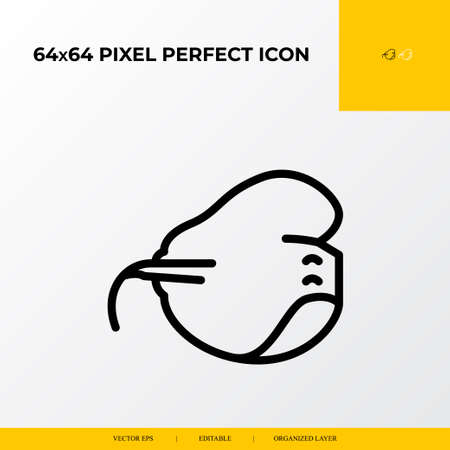 Stingray fish line icon . part ocean and sea life icon set. 64x64 pixel perfect vector icon illustrationのイラスト素材