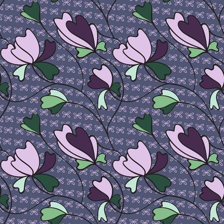 vector seamless pattern, simple hand drawn floral backgroundのイラスト素材