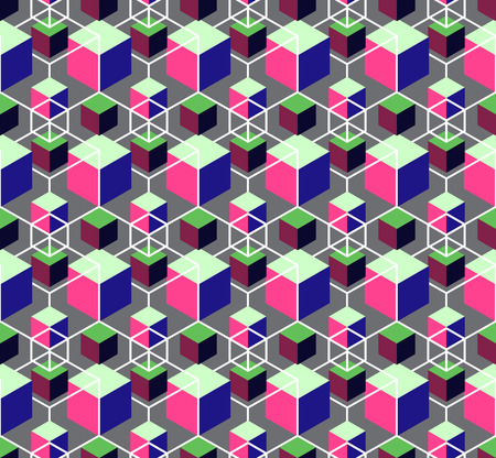 seamless vector pattern, geometric background with isometric cubesのイラスト素材