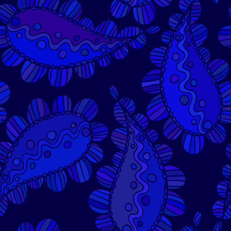 Vector Seamless Monochrome Floral Pattern. Hand Drawn Floral Texture, Decorative Flowersのイラスト素材