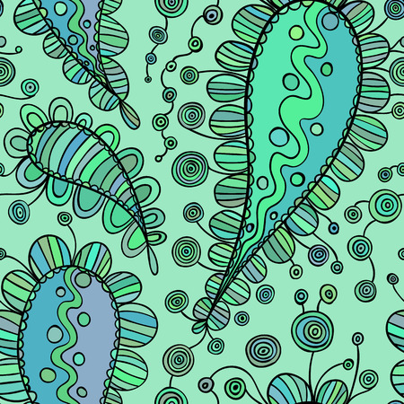 Vector Seamless Monochrome Floral Pattern. Hand Drawn Floral Texture, Decorative Flowersのイラスト素材
