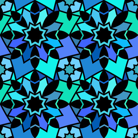 Vector seamless pattern with geometric ornament. Color decorative mosaic illustrationのイラスト素材