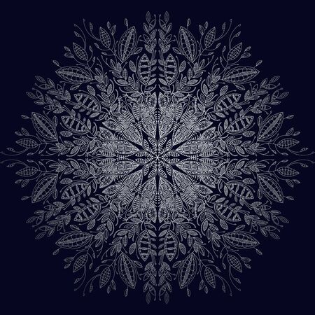 Vector Beautiful Deco Black Mandala, Patterned Design Element, Ethnic Amuletのイラスト素材
